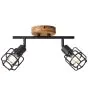 Brilliant Gwen Plafonnier Métal Bois Noir | Convient pour 2x E14