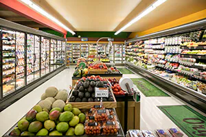 eclairages étagères supermarché